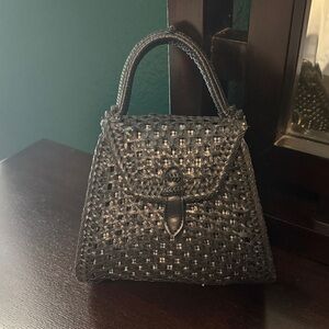 Anthropologie Black Woven Mini Bag